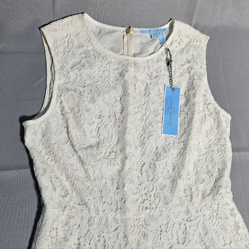 Draper James Lace Trim Sleeveless White Romantic Midi Sz 8 Wedding Boho NWT - Picture 3 of 9